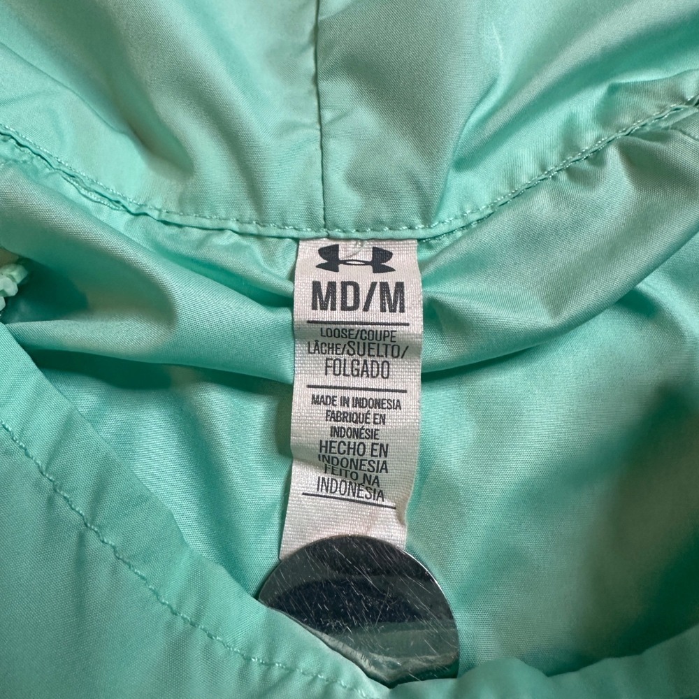 Under Armour UA Storm 1 Anorak Windbreaker Jacket Aqua Hooded Pullover Medium - Picture 9 of 10